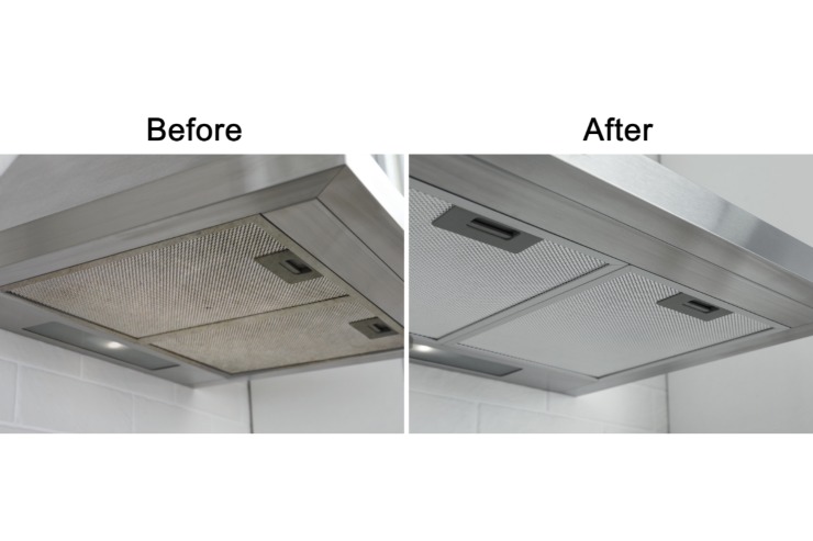 Collage cappa pulita e sporca (prima e dopo)